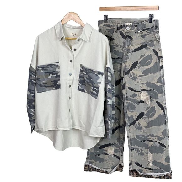 Copy - BEIGE Cream Camo Oversized Shacket - Picture 8 of 16